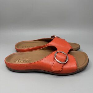 Strive Gavi Womens Sandals 10 Orange Leather Slip On Comfort Orthopedic  Buckle
